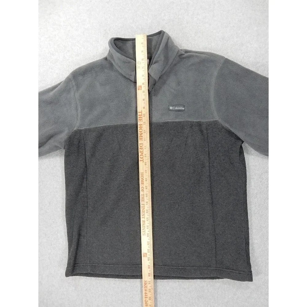 Columbia‎ 2 Tone Logo Fleece 4 Snap Pullover Sweater (Men's Large) Gray